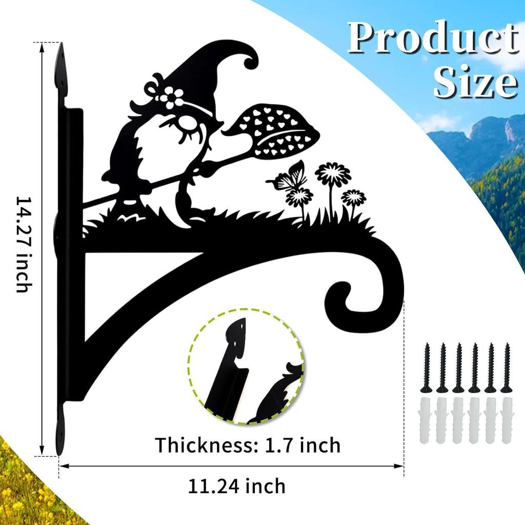 Прочные Железные Крючки для Подвесных Растений и Одежды с Декоративным Силуэтом Гнома для Использования Внутри и Снаружи