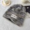 Big head wool hat stack hat female lazy feeling autumn and winter show small face fashion thickened warm knitted hat mixed color