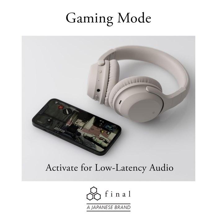 Final UX2000 Noise Cancelling Bluetooth Headphones Bluetooth 5.3 Low Latency 60h Playtime Cream
