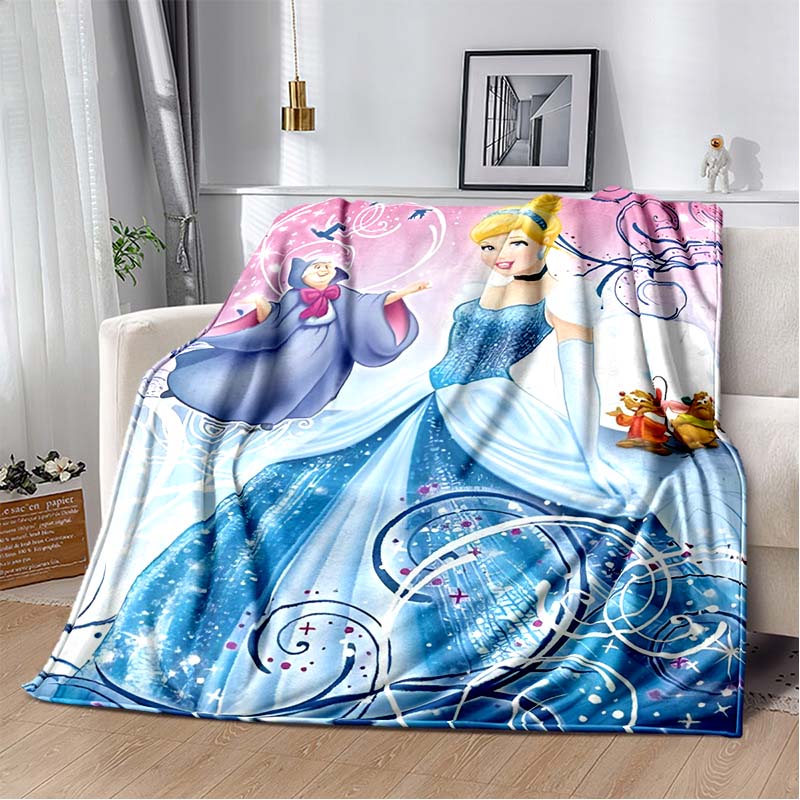 6 Sizes Princess Cinderella Cartoon Soft Flannel Fluffy Throw Camping Blanket for Children Sofa Throw Thin Blanket Female Gift