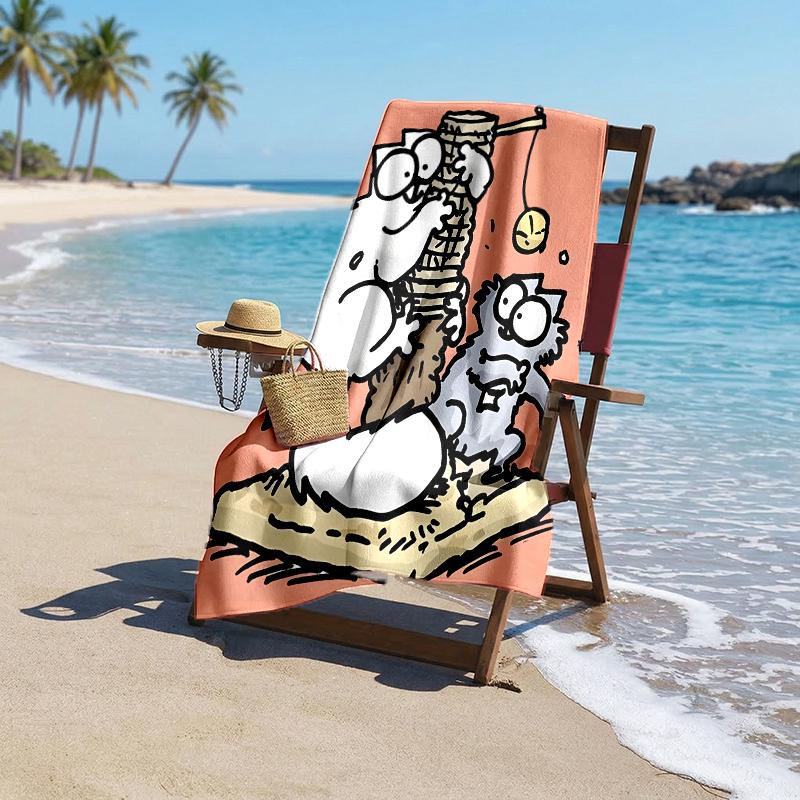 Simon'S Cat Fashion Beach Towel: Ideal for Summer Adventures Soft, absorbent and quick drying suitable for swimming and bathing