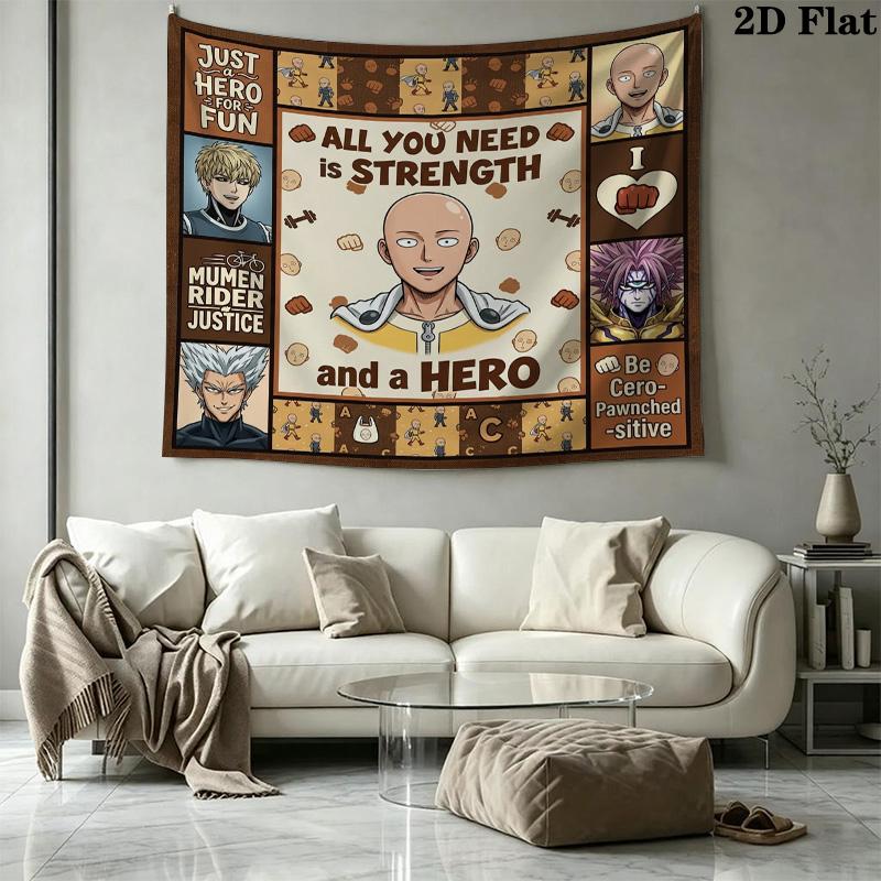 Onepunch Man Wall Tapestry Aesthetic Wall Hanging Printed Fabric Blanket Decorative Tapestries For Bedroom Living Room Home Decor