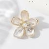 New Enamel Rhinestone Pearl Flower Brooch: Irregular Five-Leaf Design with Anti-Exposure Pin