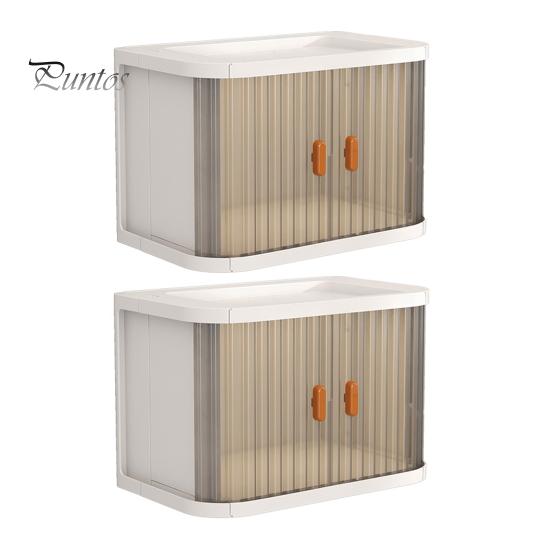 1Pc/2Pcs Useful Bottom Slot Convenient Desktop Storage Box Collapsible Design Desktop Storage Box Living Room Accessory