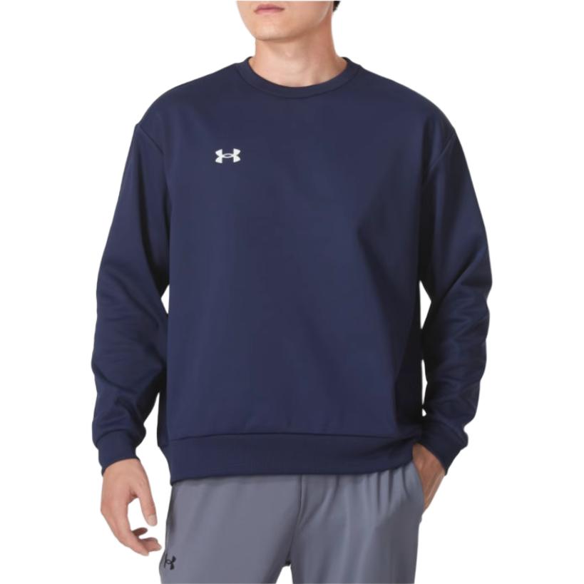 Under Armour Спортивный свитер с круглым вырезом и логотипом, длинный рукав, унисекс, цвет темно-синий 24600305-409