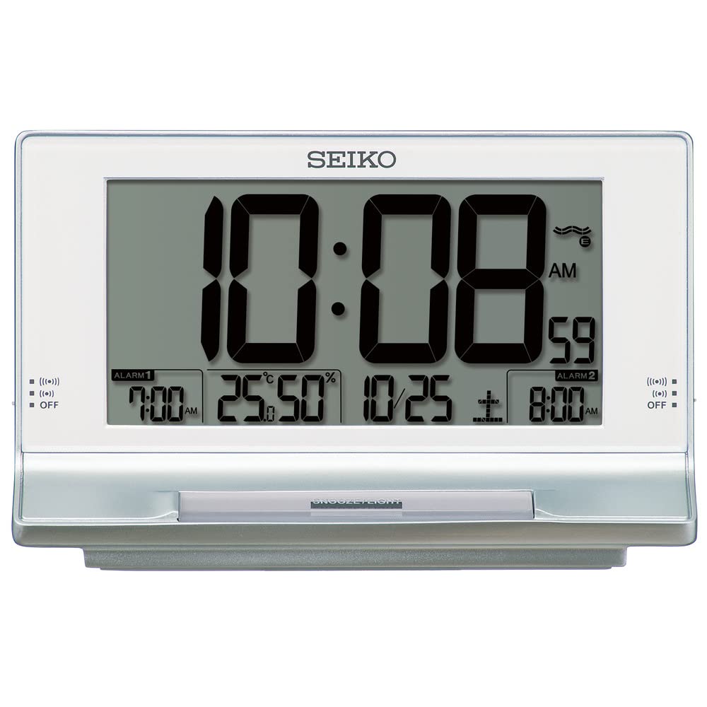 Seiko Clock Alarm Table Radio Silver 102 x 175 x 81 SQ322S Clock, Clock, Digital, Controlled, Metallic, mm,