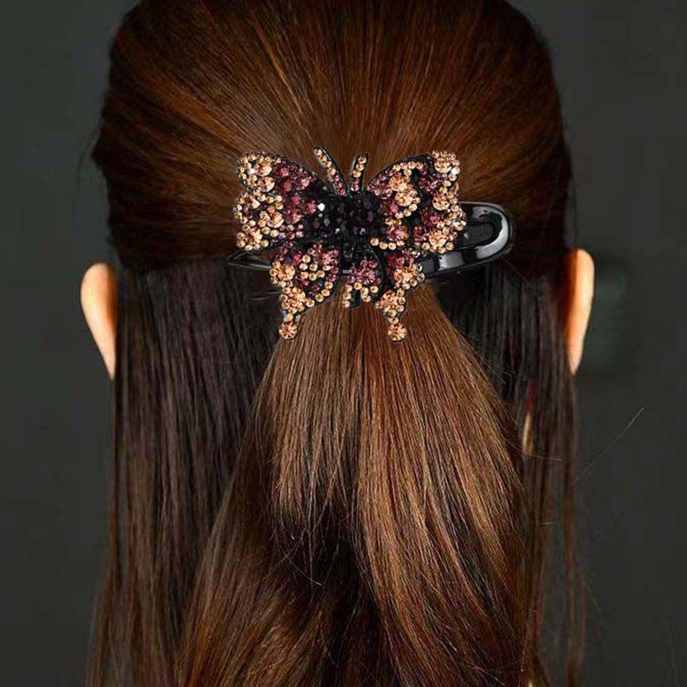 Lady Rhinestone Butterfly Korean Style Hair Clip Duckbill Clip Women Hair Claw Hair Accessories