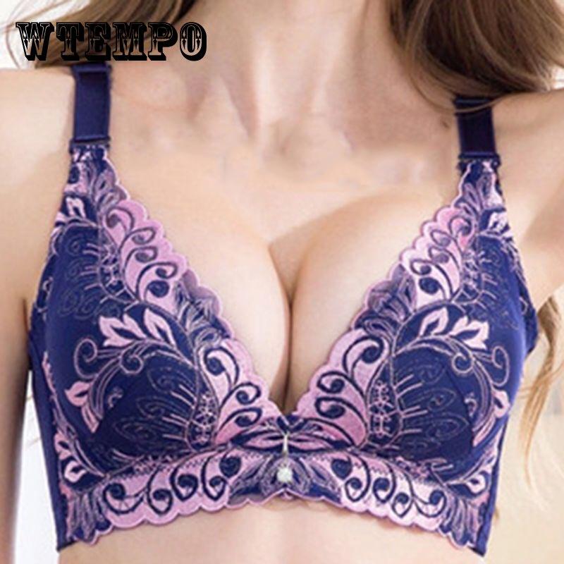 Bras for Women Sexy Lace Bra Push Up Bras Underwire Gather Lingerie Embroidery Underwear Plus Size