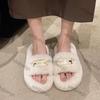 Women Fashion Fluffy Furry Slippers Autumn Winter Cozy Open Toe Trend Plush Home Shoes Woman Outdoor Flat Heel Warm Fur Slides