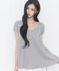 ILLIGO Flare Shirred Top Melange