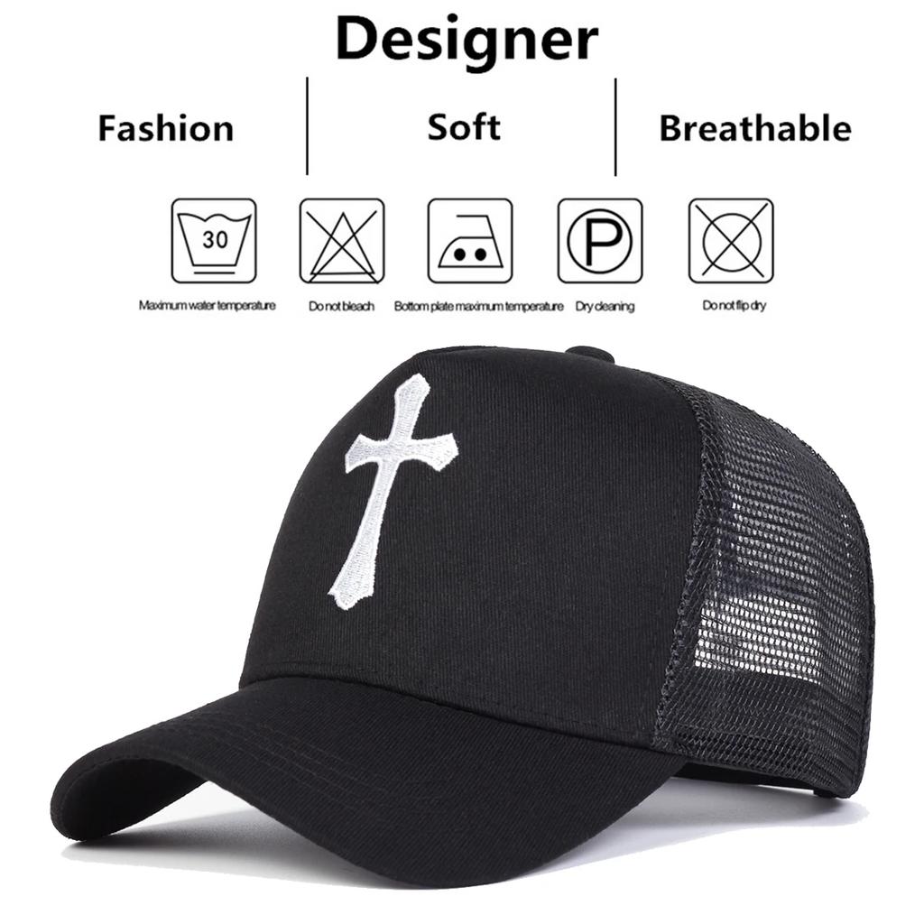 Унисекс бейсболки с сеткой с крестиковой вышивкой, для улицы, регулируемые, весенне-летние, повседневные, солнцезащитные