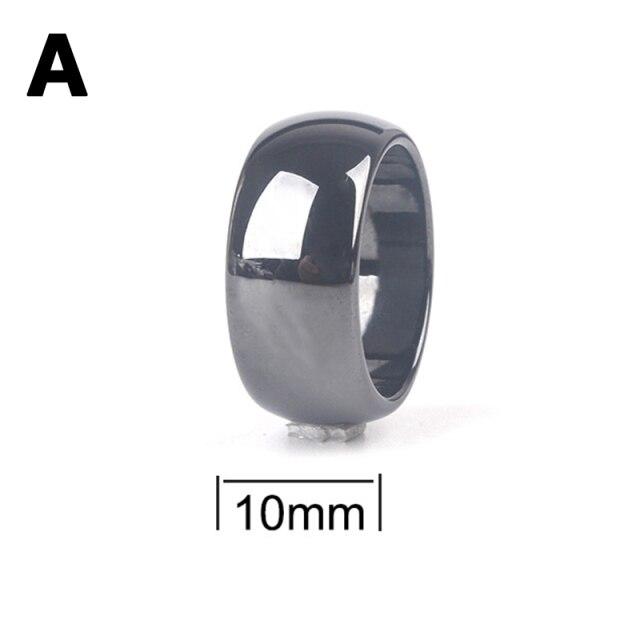 Модные простые стильные ювелирные изделия для пар, гладкие 4/6/10 мм, женские и мужские кольца на палец для влюбленных, черные магнитные кольца с гематитом, обручальное кольцо