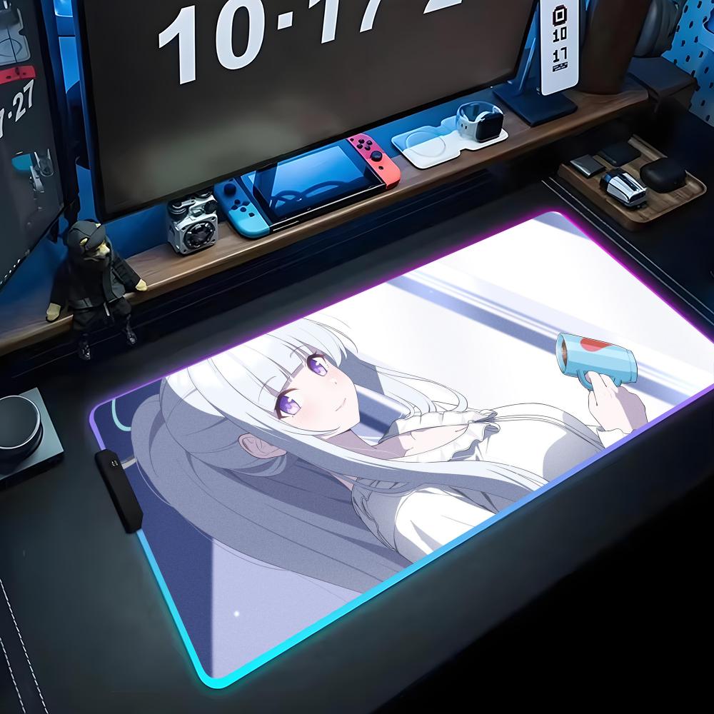 noa blue archive Mouse Pad RGB Gaming Mousepad Big LED Pad PC Desk Mat Luminous Mouse Pad Large Keyboard Mats Table Rug With
