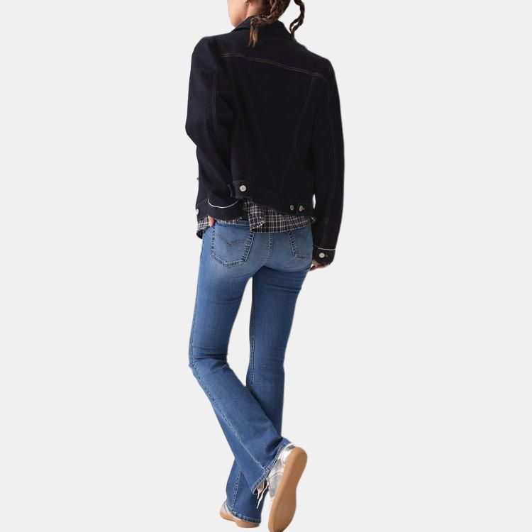 Levis Повседневная Удобная Приталенная Однобортная Джинсовая Куртка с Длинным Рукавом Женские куртки Темно-синий 29945-0236