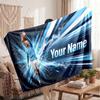 Erling Haaland Personalized Fleece Blanket With Football Logo, Custom Name Text Soft Warm Home Throw Blanket
