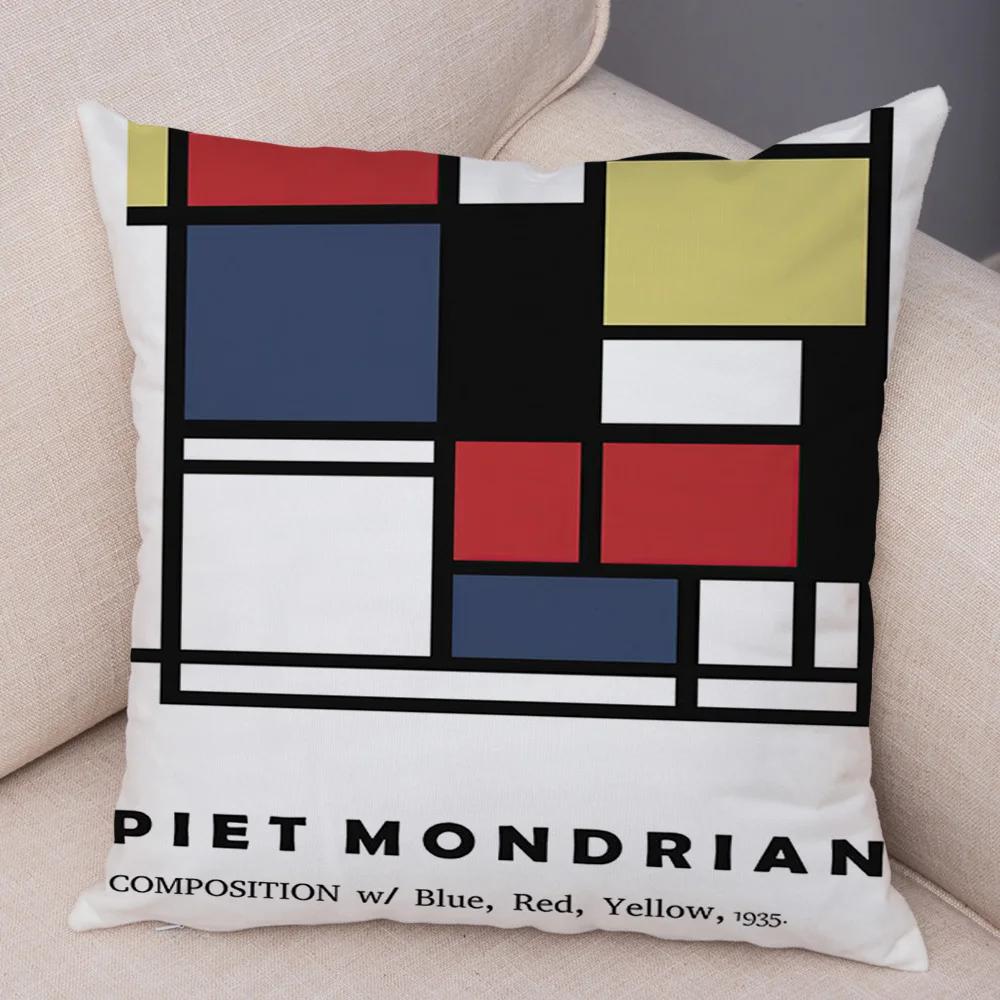 Piet Mondrian Geometric Line Color Block Pillowcase Soft Plush Throw Cushion Cover Decor Nordic Style Pillow Case for Sofa Home
