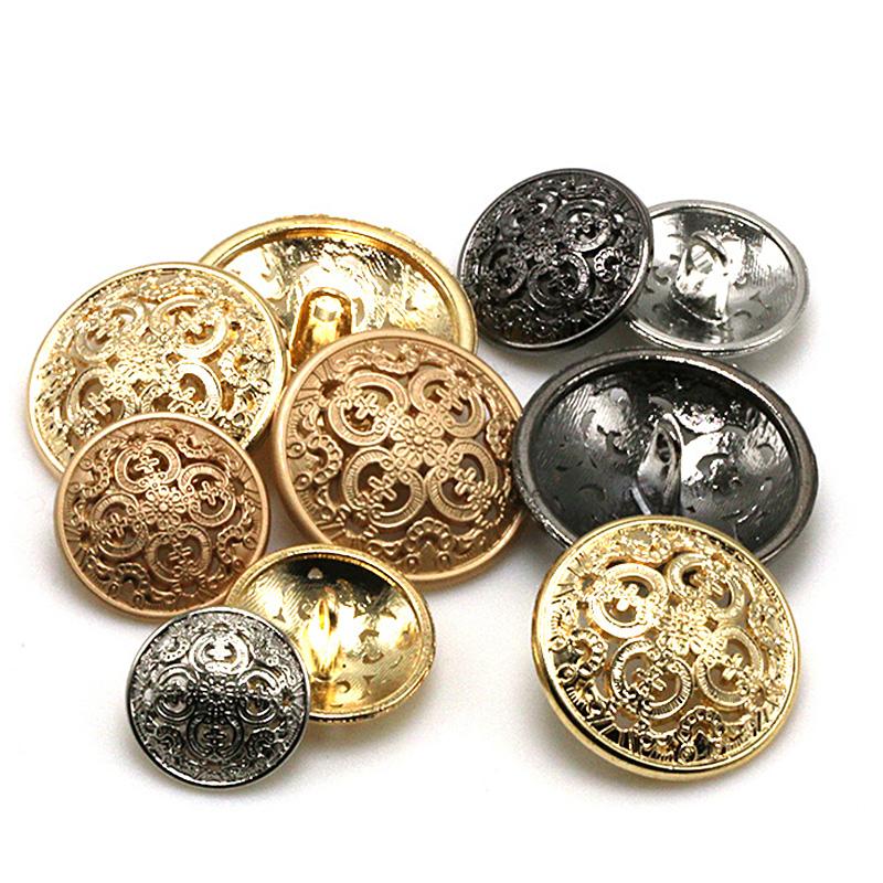 10PCS Carved Golden Hollow Buttons Clothing Handmade Sewing DIY Fashion European Decorative
