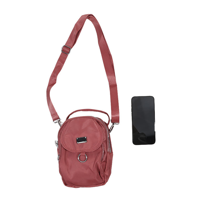 Lightweight Nylon Women's Crossbody Bag Casual Mini Handbag with Multiple Zip Compartments Detachable Shoulder Strap Bag