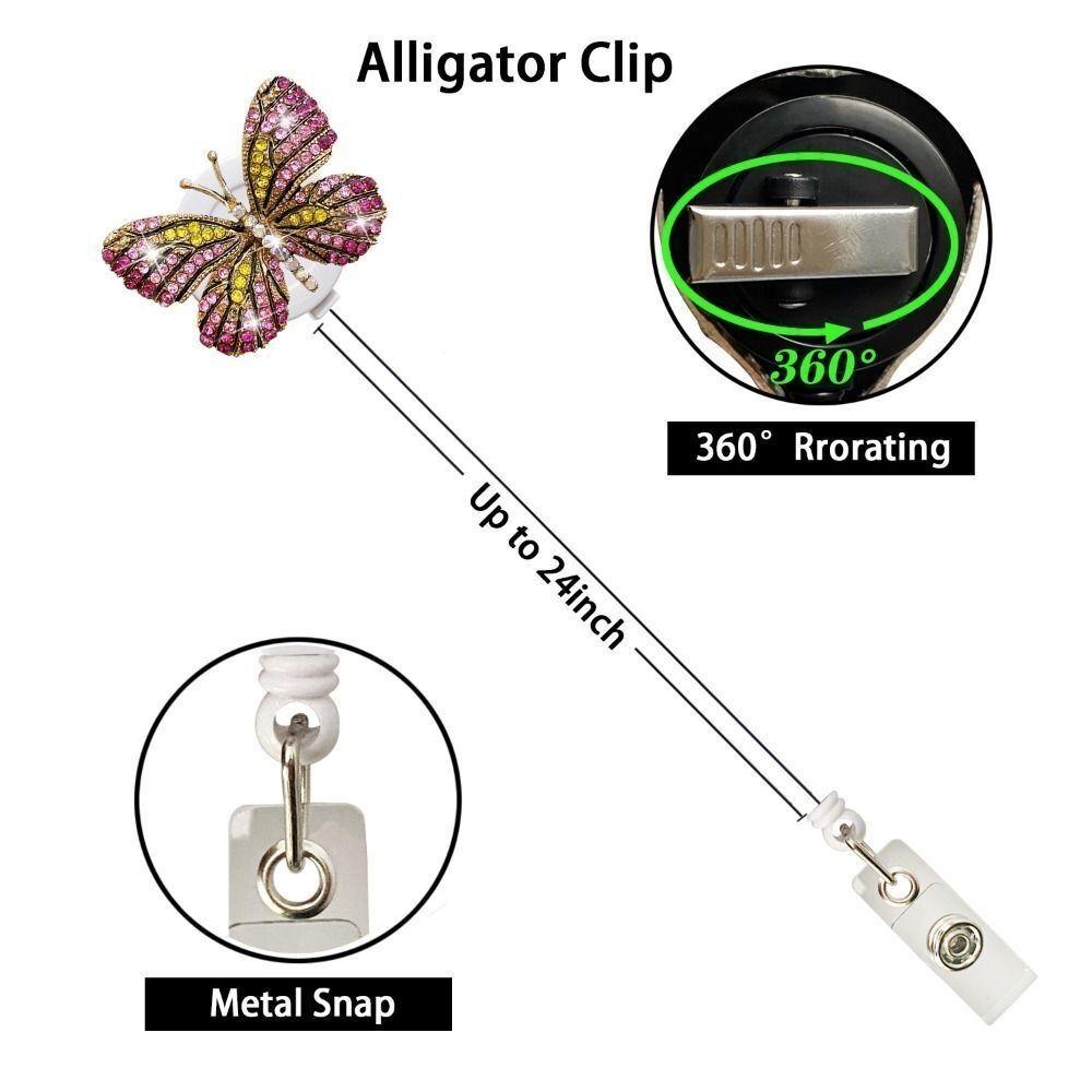 Rotate Badge Reel Clip Rhinestone Name Card Parts New ID Badge Holder
