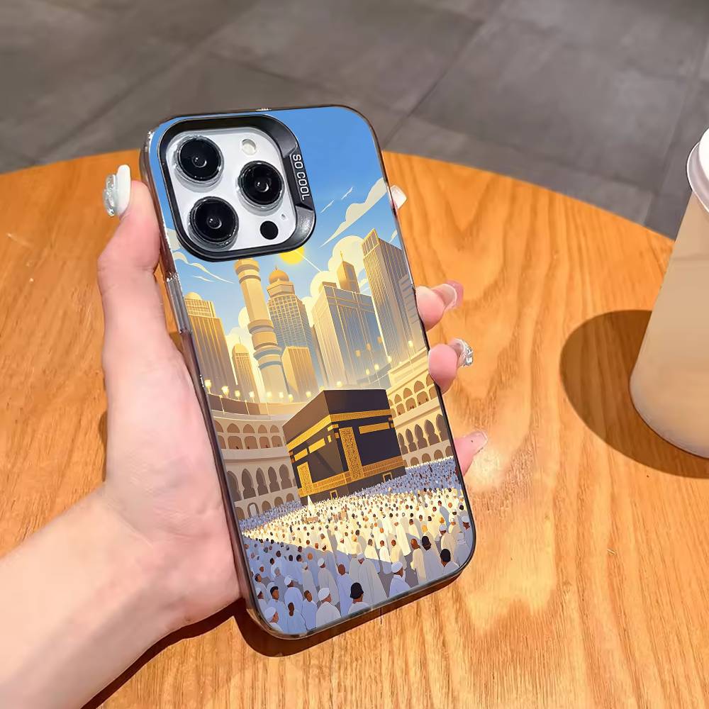 В Мекке P-Паломники Арт Чехол для Телефона Для iPhone17 16 15 14 13 12 Pro Max Серый Черный Матовый Лазерный Металлик Аврора Funda