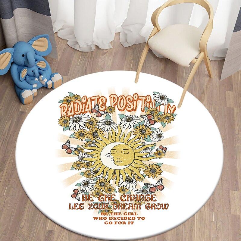 Черный кот Kawaii HD печатный круглый ковер для гостиной, коврики для кемпинга, пикника, фланелевый противоскользящий коврик, коврик для йоги, странные вещи