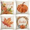 Autumn Pumpkin Maple Leaves Wreath Print Cushion Cover Thanksgiving Decorations Pillow Case Farmhouse Home Decor Pillow Cover