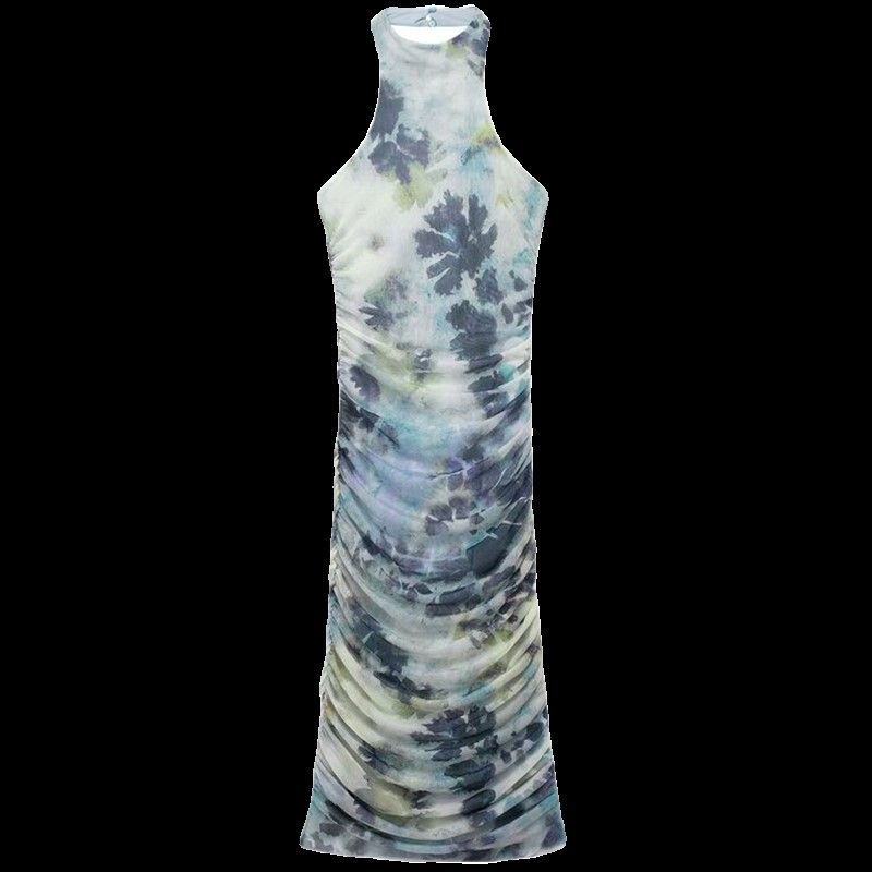 Fashion Style 2024 Spring New Women's Clothing Stylish Backless Print Silk Net Dress 5039476 112