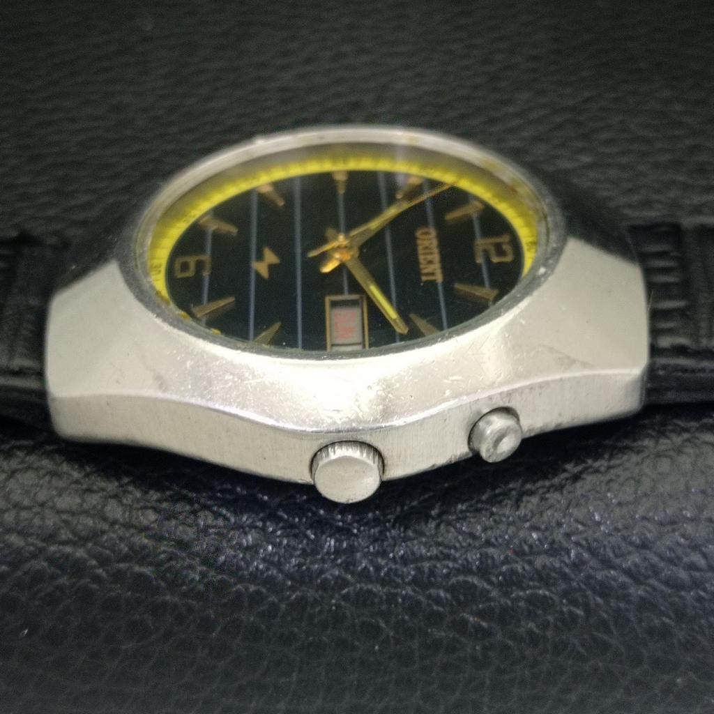 ВИНТАЖНЫЕ МУЖСКИЕ ЧАСЫ ORIENT AUTOMATIC 46941 ЯПОНИЯ С ЧЕРНЫМ ЦИФЕРБЛАТОМ a700161-5 R201-a700161