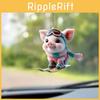 Interior Decor Car Acrylic Pendant With Cartoon Pig Skiing Design For Vehicles