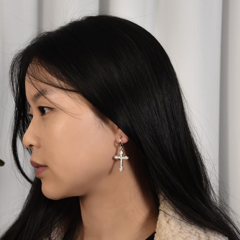 Христианские винтажные серьги с подвеской в ​​виде креста с цирконием, готические религиозные серьги для женщин, модные ювелирные изделия в стиле панк, подарки на вечеринку