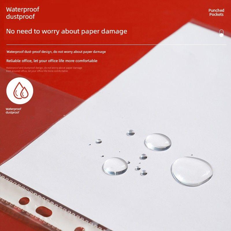 Bag Insert Folder Plastic Thickened Waterproof Loose-Leaf Punch Buggy Bag 11-Hole Office Supplies A4 File Protective Sleeve Protective Film Wholesale