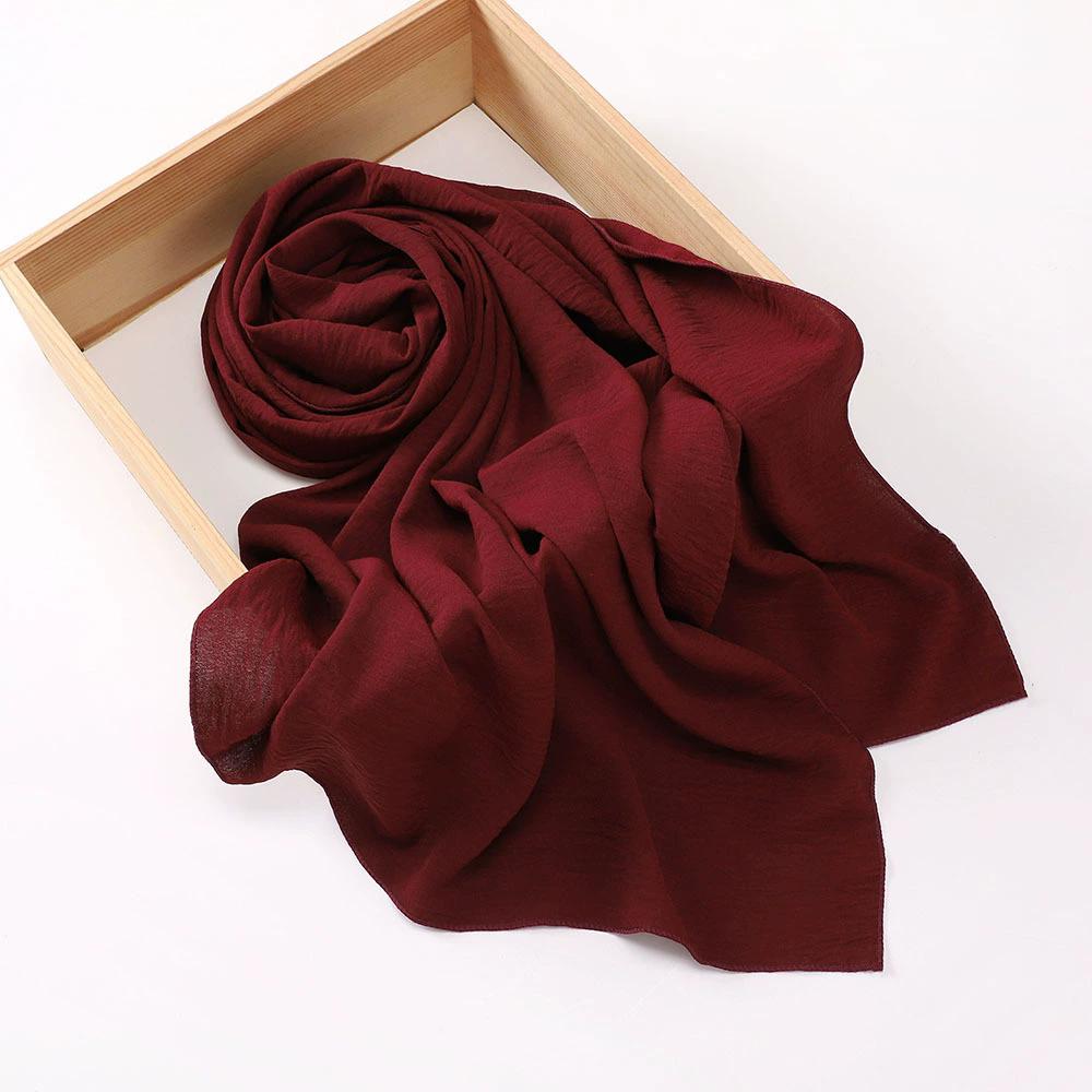 Malaysia Muslim Hijab Wrinkle Plain Long Shawl Islamic Headscarf Wraps For Women Female Foulard