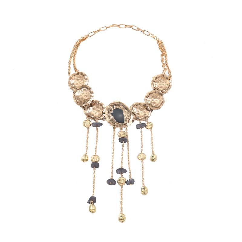 Boho Tassel Pendant Necklace Women Zinc Alloy Geometric Statement Chain Daily Wear Fashion Locket Collarbone Jewelry