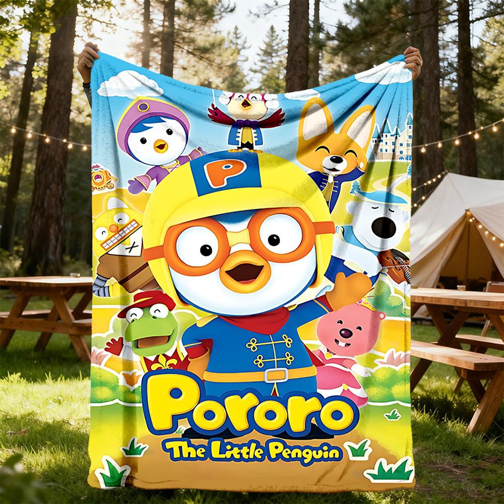 1pc Pororo Adventure Outdoor Blanket Lightweight Flannel, Soft & Warm, All-Season Use for Sofa, Outdoor, Camping, Living Room, Office079