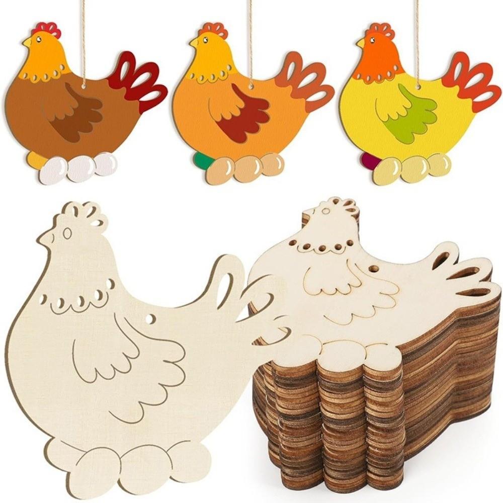 8 Pieces Unfinished Wooden Easter Egg Graffiti Painting Toy Easter Painted Crafts Home Decor