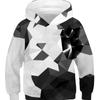 Children's Sports Hoodies Black/White 3D Print Kids Sweatshirts Junior Child Long Sleeve Pullover 4-13y Boy/Girl Hooded Sweaters