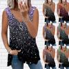 Women's Top Summer New Fashionlittle by Little Printed Casual Plus Size Sleeveless Zipper V-neck Top Tank Top