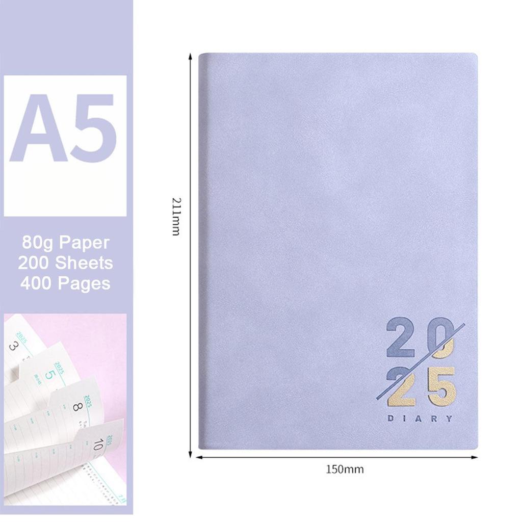 Кожаный деловой план на 2025 год формата А5, ежедневник для студентов, дневник учета на 365 дней, блокнот, памятка, 200 листов, 400 страниц