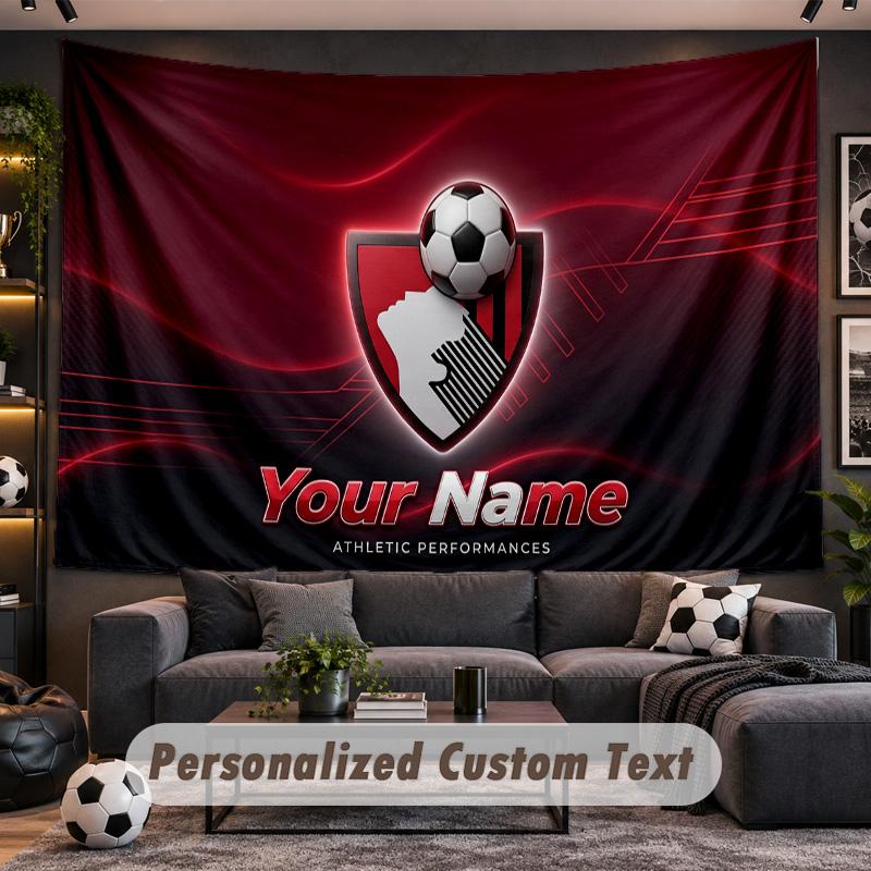 Bournemouth Football Personalized Tapestry Support Custom Name, Wall Art Home Decoration