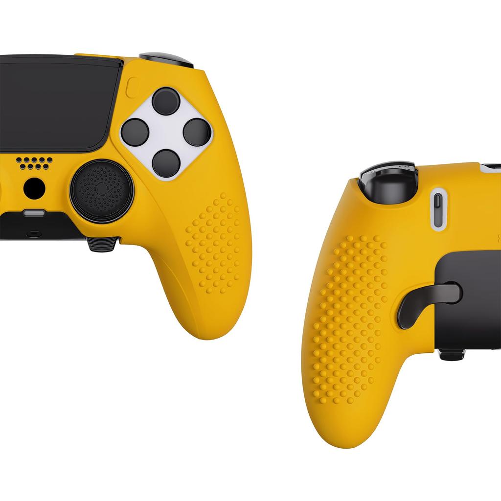 Силиконовый чехол для контроллера PS5 Edge, мягкий резиновый протектор, с накладками на стики, издание 3D Stud, нескользящий чехол, - (желтый)