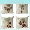 Summer Garden Scene Pillow Cover With Floral Leaves And Butterfly Print For Bedroom And Sofa