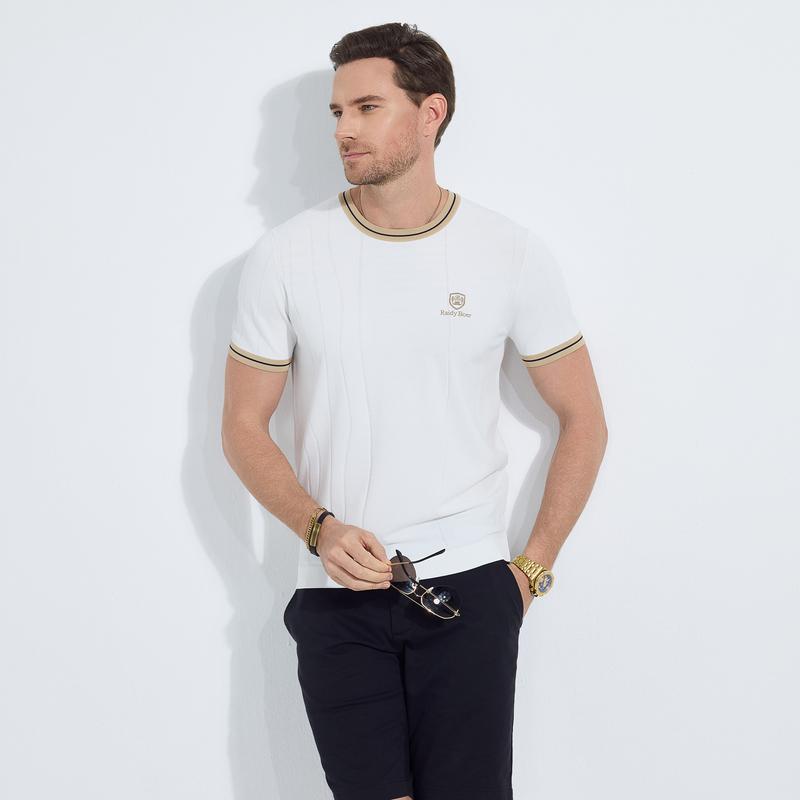 Elite 2025 Men's Striped Short-sleeved T-shirt 7006