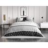 Parure de lit - Housse couette 220x240 cm - 2 taies - Graphique - Noir et blanc - Coton doux