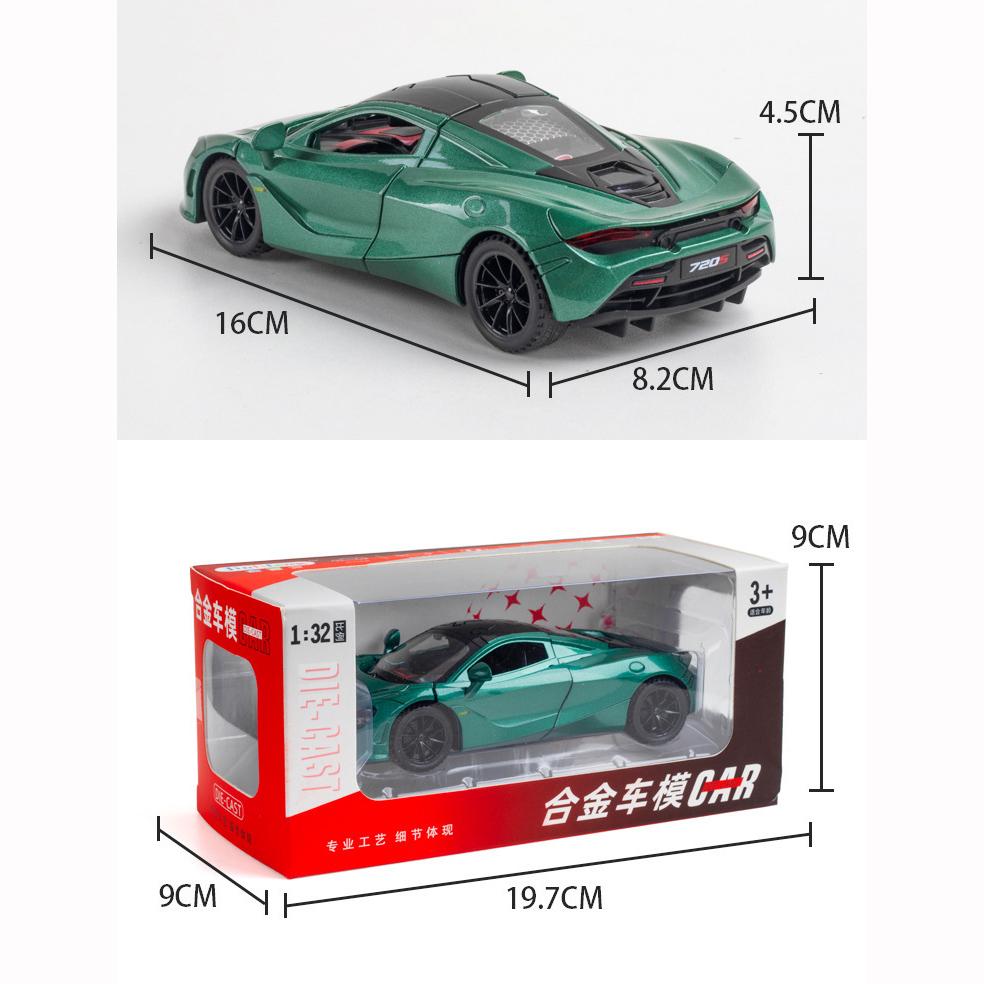 1:32-масштабная игрушечная модель автомобиля McLaren 720S, автомобиль с откатным механизмом из цинкового сплава со звуком и светом и открытой дверью кузова, игрушечный автомобиль для детей, подарок для мальчиков и девочек