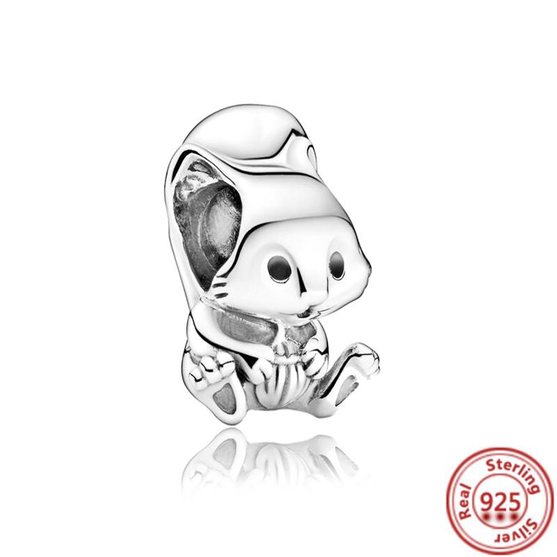 925 медь Милая серия животных Кошка Собака Слон Единорог Птица Подвеска Бусины удачи Подходят для оригинального браслета с шармами Pantaro DIY Циркон