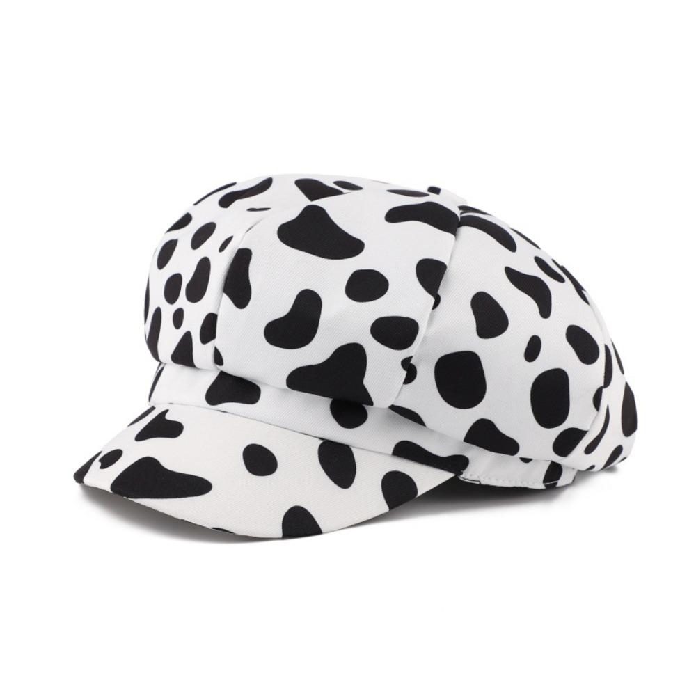 Y2K Leopard Print Octagonal Hat Spot Peaked Cap Cute Women Beret Ladies