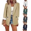 Ladies Long  Puff Sleeve Solid Color Pleated Jacket Ladies Cardigan Pocket Casual Jacket