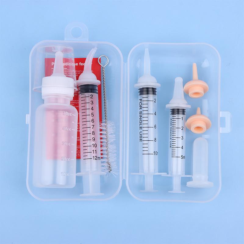 Newborn Pet Feeding Bottle Kit For Dog Cats Hamster Feeding Pacifier For Medicine Feeding With Silicone Nipple Pet Baby Supplies