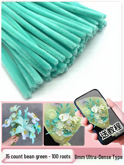 Thickened White Chenille Pipe Cleaners - Mixed Colors for DIY Bouquet Crafts