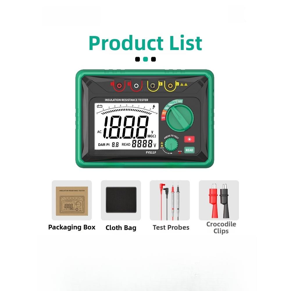 Intelligent Megohmmeter Insulation Resistance Tester Voltage Polarization Index Measures AC Voltage From 30V To 750V